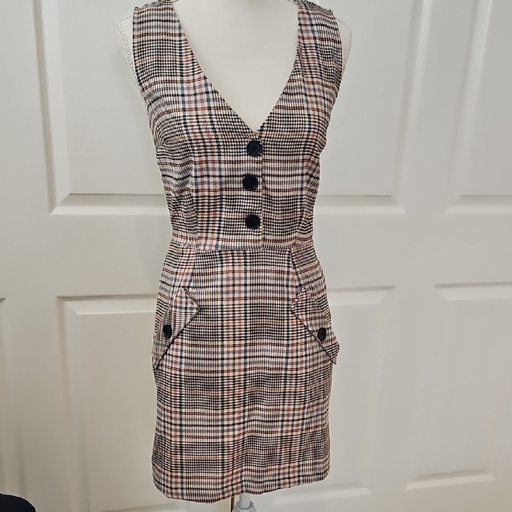 Modcloth Plaid Button-Front Mini Dress